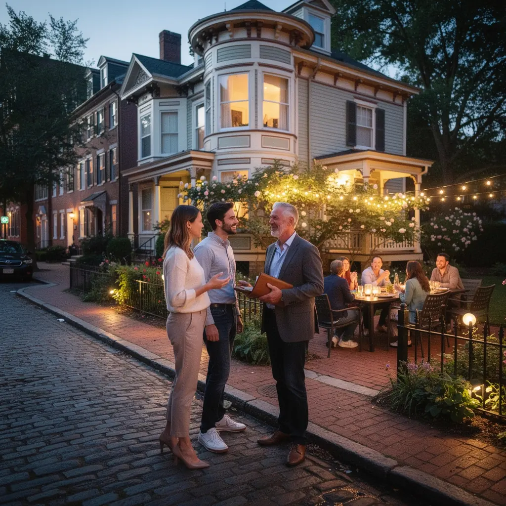 Интерьер викторианского дома с антикварной мебелью и оригинальными отделками.