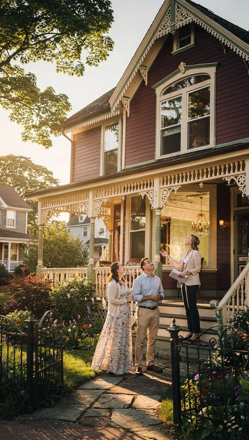 Интерьер викторианского дома с оригинальными деревянными отделками.